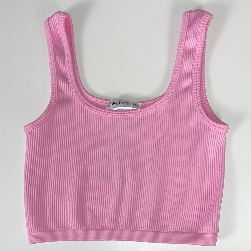 FB Sister Ribbed Crop Top Pink XS